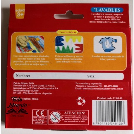 Pinturitas Crayones Cera Faber Jumbo x 12