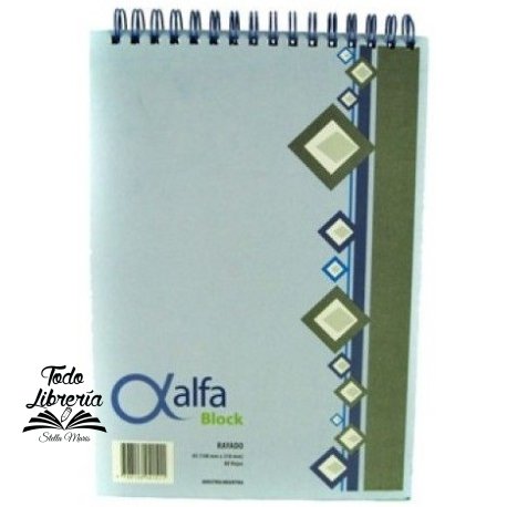 Block espiral Alfa A5 80 hojas cuadriculado, rayado, liso