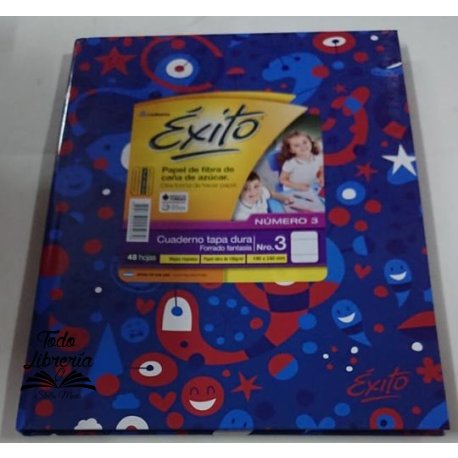 Cuaderno Exito Nº 3 tapa dura 48 hojas rayado fantasia
