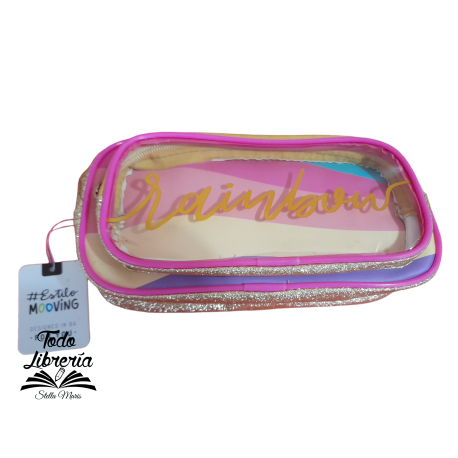 CARTUCHERA MOOVING 2 CIERRES ESTUCHE MIX RAINBOW