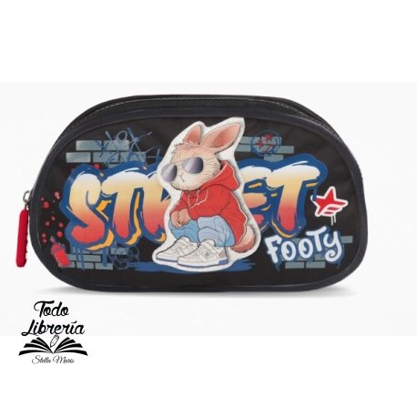 Cartuchera Footy 2 cierres 25 street style NEGRO