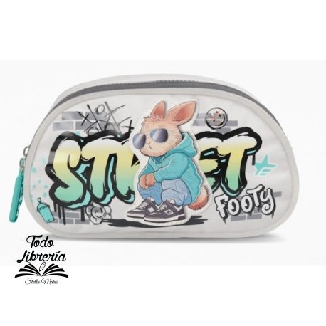 Cartuchera Footy 2 cierres street style BLANCO