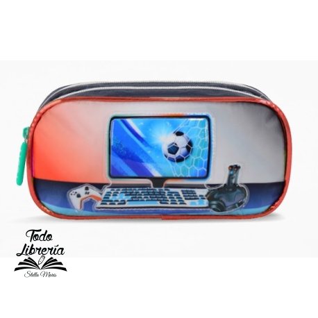 Cartuchera Footy 2 cierres  pro gamer NARANJA