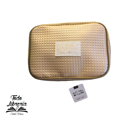 Cartuchera Trend Diamond 1 cierre, 4 compartimentos, color dorado