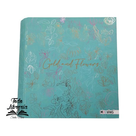 Carpeta 3 anillos redondos 40 mm cartoné GOLD AND FLOWERS